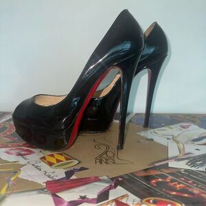 Christian Louboutin discontinued lady peep  Black patent leather with dust bag